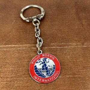Philip‎ Morris International Keychain Vintage Metal Globe Logo Tobacco Promo